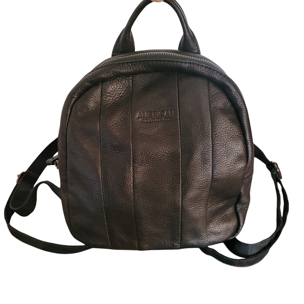 American Leather Co. Denise Mini Backpack Purse Black Leather‎ Adjustable Simple